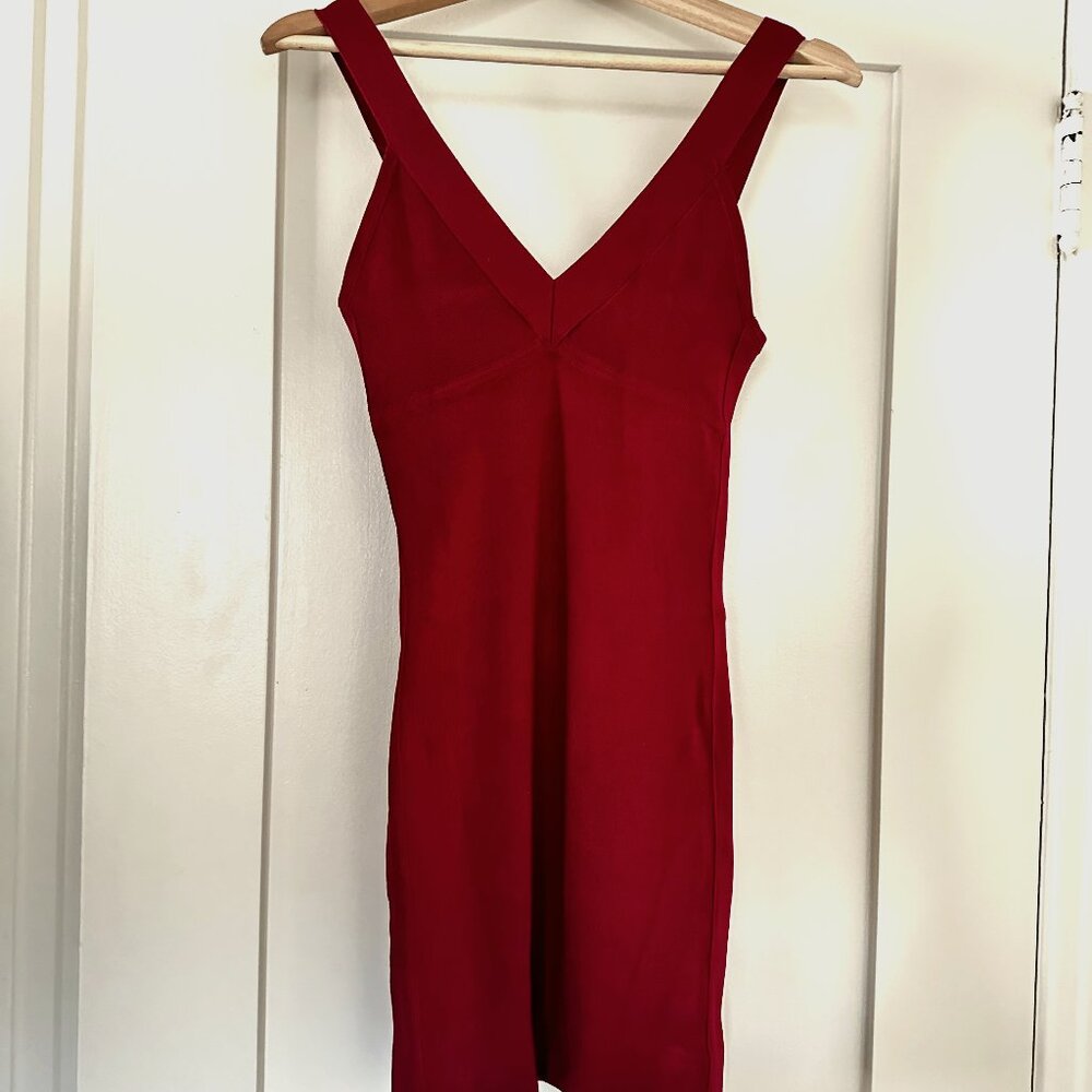 BCBG Maxazria Chili Red Bandage Bodycon Knit Dress